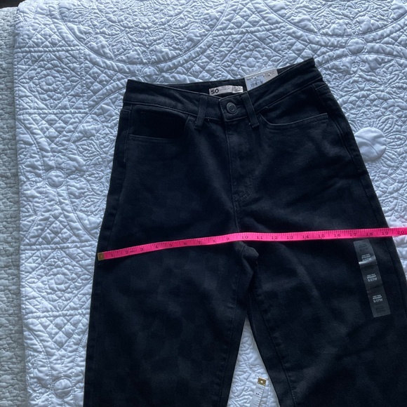 SO Jeans High-Rise Stretch Straight Juniors Size 5 Black Checkers Pattern - Picture 13 of 14